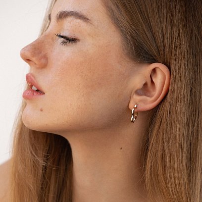 Серьги "Клевер" в красном золоте с06972 №2