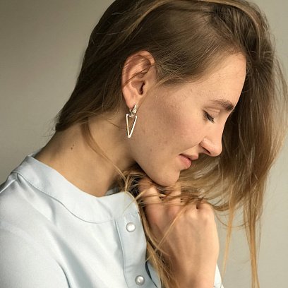 Серебряные серьги "Треугольники" 122502 №5