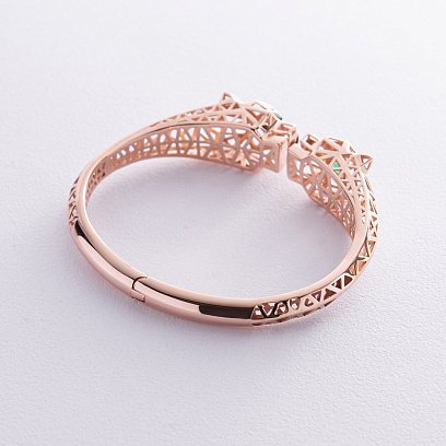 Жорсткий браслет "Пантера" у червоному золоті (фіаніти) б05220 №5