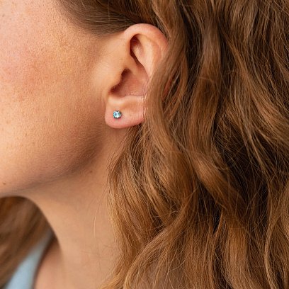 Золоті сережки - пусети з блакитними топазами сб0119gl №2