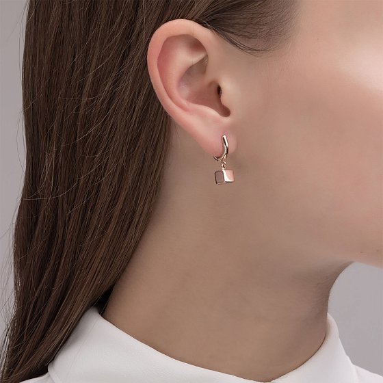 Золотые серьги "Кубики" с06114 №4