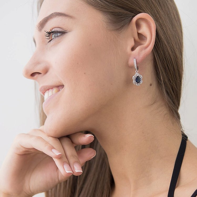 Сережки з синтетичної шпинелью синього кольору с07 від ювелірного магазину Онікс - 3