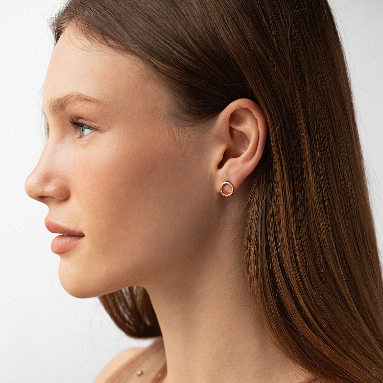 Сережки - пусети "Кругообіг" у червоному золоті с08306 від ювелірного магазину Онікс - 9