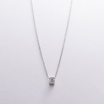 Серебряное колье с буквой "В" с фианитами 1103 В №3