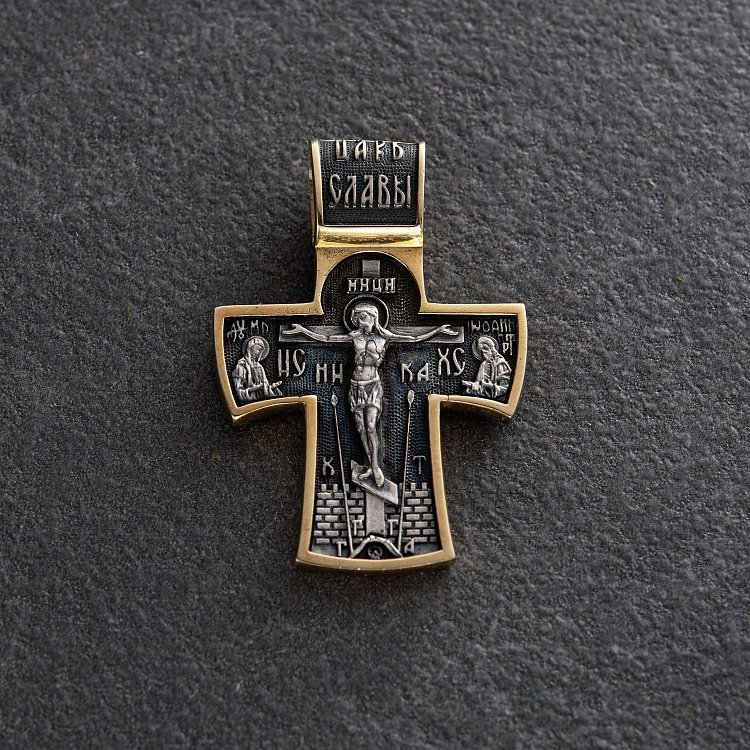 Срібний хрест (чорніння, позолота) 132559 від ювелірного магазину Онікс - 2