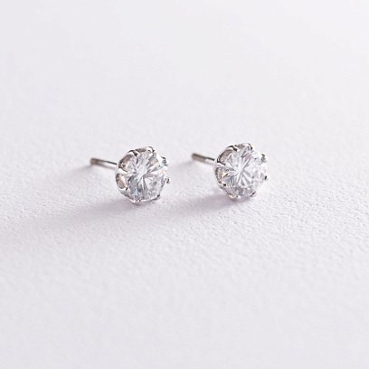 Золоті сережки-пусети з фіанітами с05182