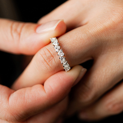 Золотое кольцо "Сердечки" с бриллиантами кб0649rc №5