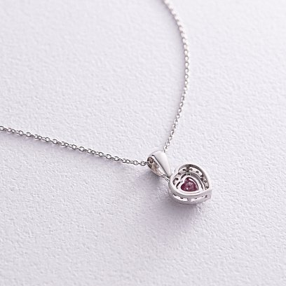 Золоте кольє "Сердечко" з діамантами і рубіном колб0096di №3