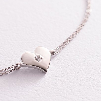 Золотий браслет "Сердечко з фіанітом" б04857 №3