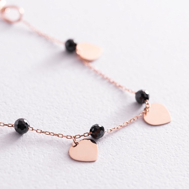 Золотий браслет "Сердечка" (фіаніти) б04885 - 3 Золотий браслет "Сердечка" (фіаніти) б04885 від ювелірного магазину Онікс - 3