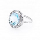 Срібний перстень з блакитним топазом і фіанітами 111517 от ювелирного магазина Оникс - 1