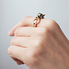 Золотое кольцо "Пантера" (фианиты, эмаль) к08396 от ювелирного магазина Оникс - 6