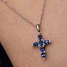 Золотой крестик с синими сапфирами и бриллиантами пб0326gm от ювелирного магазина Оникс - 3