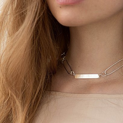 Серебряное колье "Самобытность" (возможна гравировка) 18986