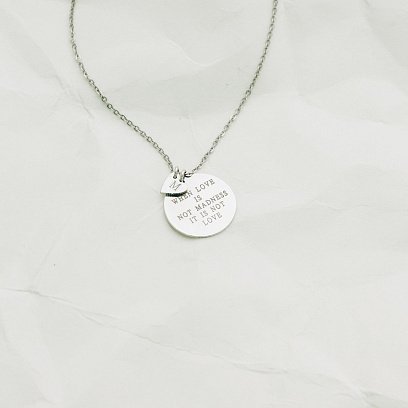 Серебряное колье с гравировкой "Сумасшедшая любовь" 18976с №2