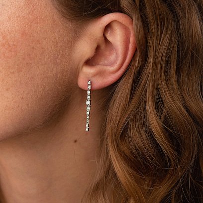 Золотые серьги - пусеты с бриллиантами сб0431ca №4