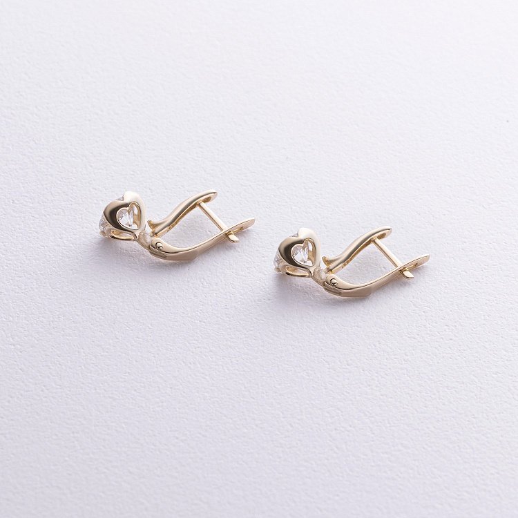 Золоті сережки з сердечками (фіаніти) с08638 від ювелірного магазину Онікс - 2