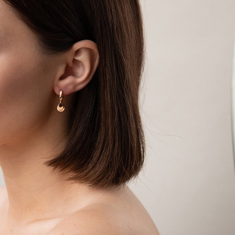 Золотые серьги "Капельки" с07569 от ювелирного магазина Оникс - 4