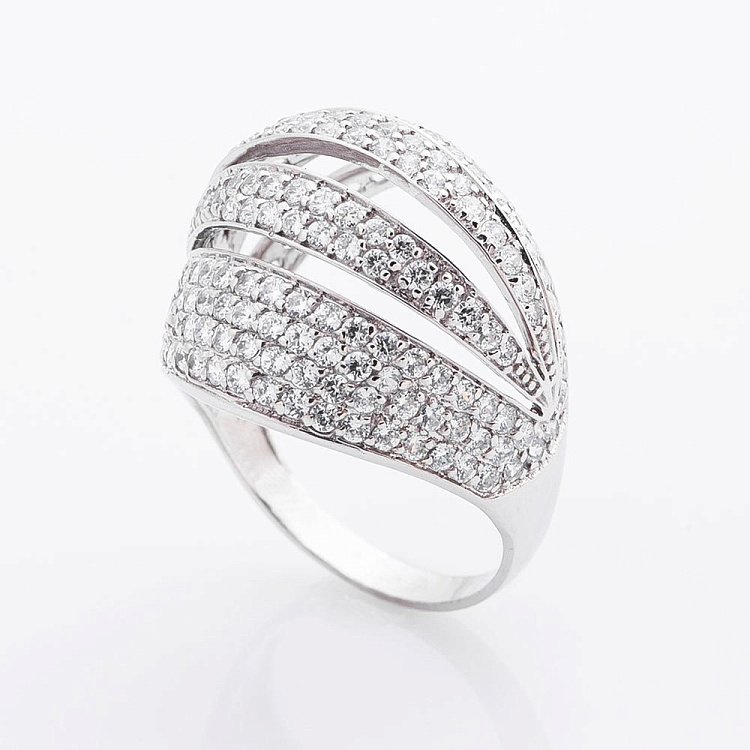 Золотое кольцо с фианитами к01390ж от ювелирного магазина Оникс