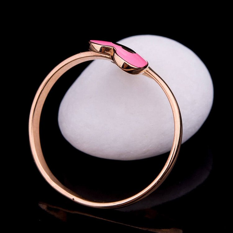 Дитяча золота каблучка "Серце" (емаль, фіаніт) к03696 від ювелірного магазину Онікс - 1