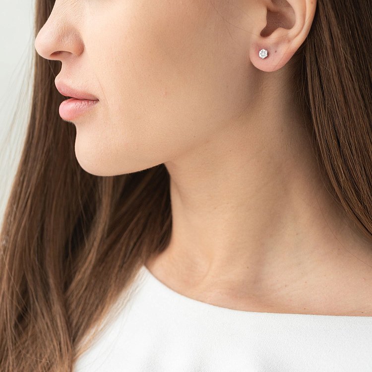 Золоті сережки-пусети (діамант) сб0124sl від ювелірного магазину Онікс - 1