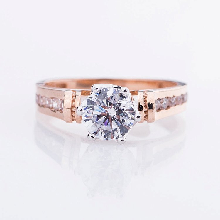 Помолвочное кольцо с фианитами к04667 от ювелирного магазина Оникс - 2