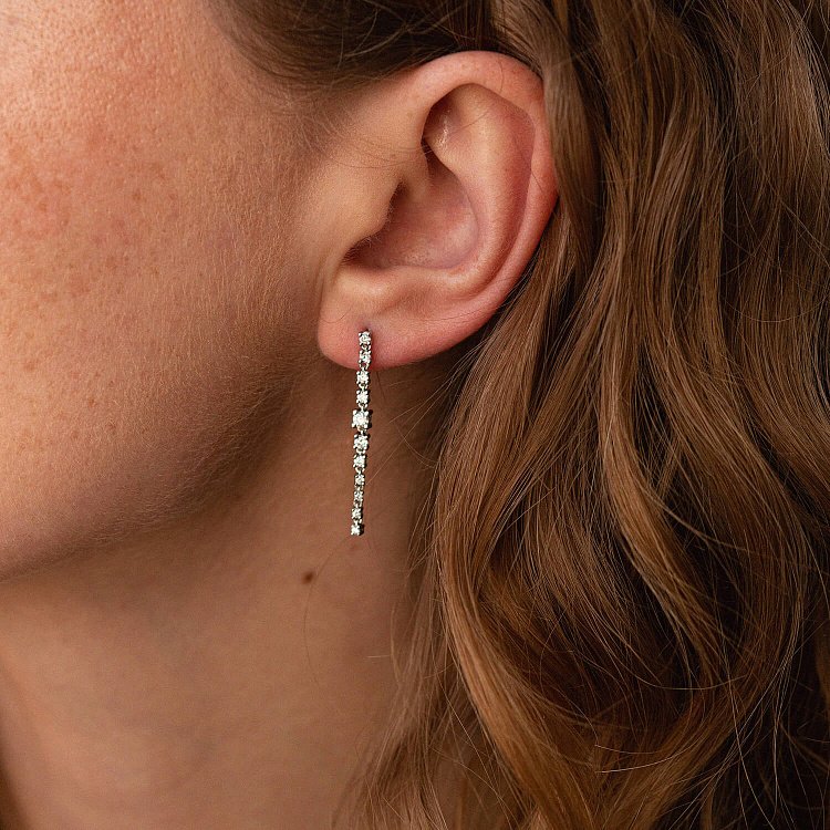 Золотые серьги - пусеты с бриллиантами сб0431ca от ювелирного магазина Оникс - 3