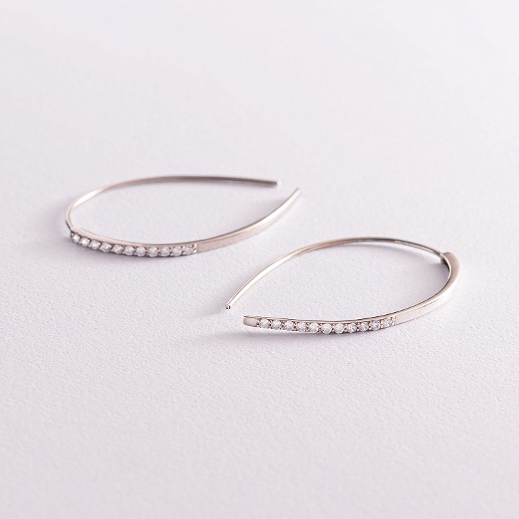 Серебряные серьги "Клео" с фианитами 4991 от ювелирного магазина Оникс - 1