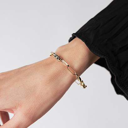 Золотой браслет "Lucile" (черные фианиты) б05839 №4