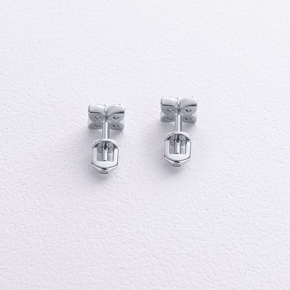 Сережки - пусети "Конюшина" з фіанітами (біле золото) с09056 №3