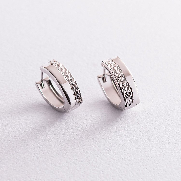 Золотые серьги - кольца без камней с07608 от ювелирного магазина Оникс