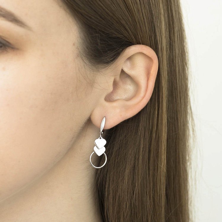 Серебряные серьги "Сердечки" 122298 от ювелирного магазина Оникс - 2