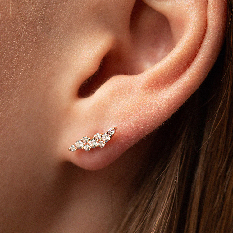 Сережки - пусети "Carla" з фіанітами (червоне золото) с09107 від ювелірного магазину Онікс - 3