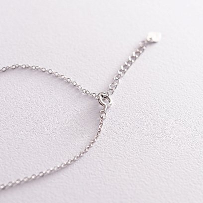 Срібне кольє "Сплетіння кілець" з фіанітами 181093 №4