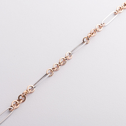 Браслет "Ланцюжок" у червоному та білому золоті б05637 №2