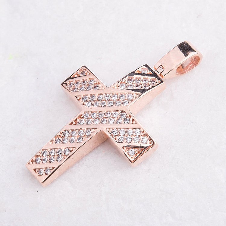 Золотой крест с фианитами п02193 - 1 Золотой крест с фианитами п02193 от ювелирного магазина Оникс - 1