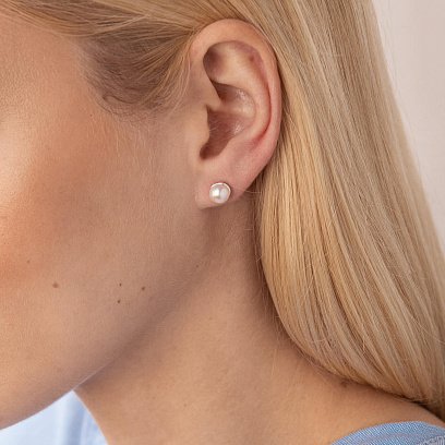 Сережки-пусети (культ. прісн. перли) 7 мм 121029 №9