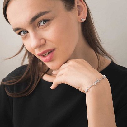 Срібні сережки з фіанітами 121710 №6