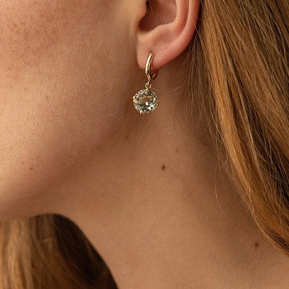 Золотые серьги "Влечение" с аметистом  с08528 №2