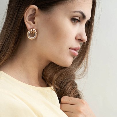 Золотые серьги "Кольца" с08366 №11