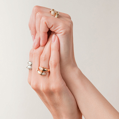 Каблучка "Rosemarie" в червоному золоті (фіаніти) к08255 №6