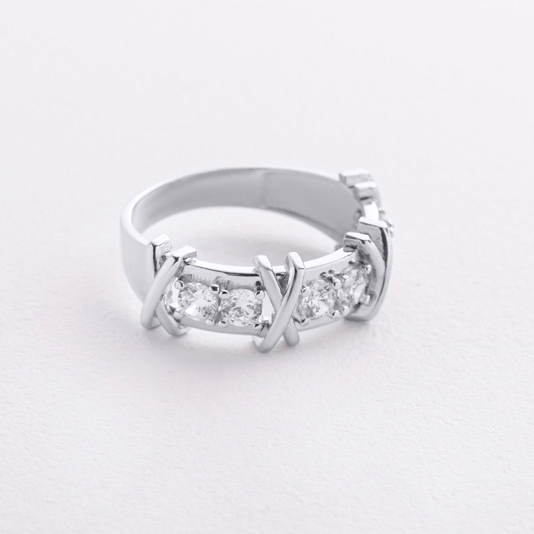 Кольцо "Rosie" с фианитами (белое золото) к08104 от ювелирного магазина Оникс - 1