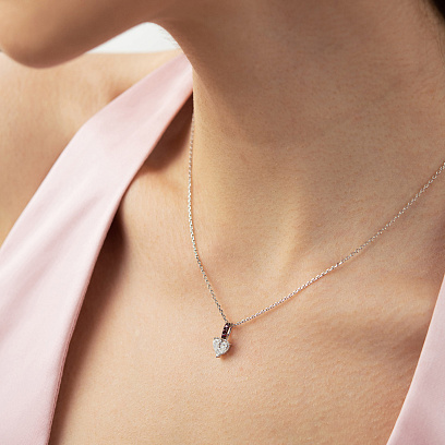 Золоте кольє "Сердечко" з діамантами і рубінами колб0186va №7