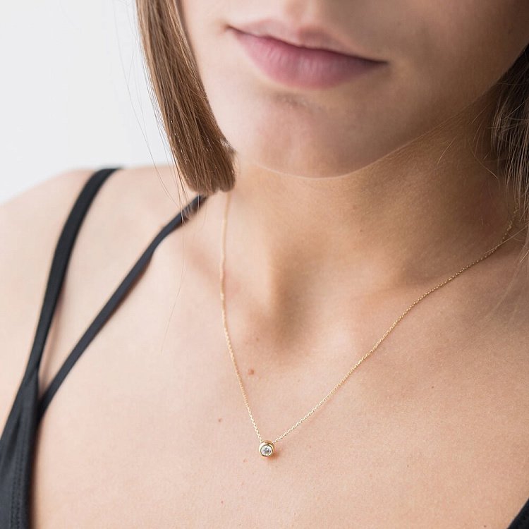 Золоте кольє з фіанітом кол00631 від ювелірного магазину Онікс