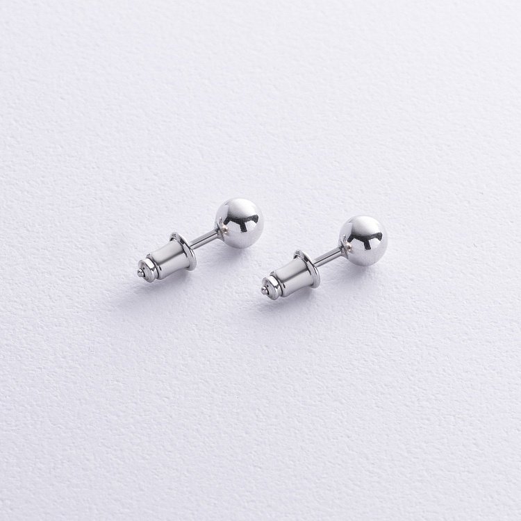 Сережки - пусети "Кульки" у сріблі (6 мм) 123353 від ювелірного магазину Онікс - 2
