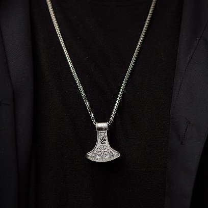 Срібний кулон - сокира "Шолом жаху" 7044 №5