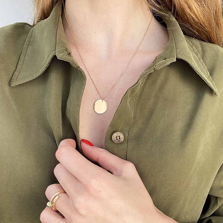 Кольє "Монетка" в жовтому золоті (можливе гравіювання) кол01778 від ювелірного магазину Онікс - 4