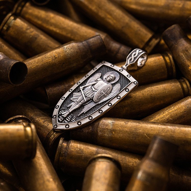 Серебряный кулон "Архангел Михаил моли Бога о нас" 133224 от ювелирного магазина Оникс - 9