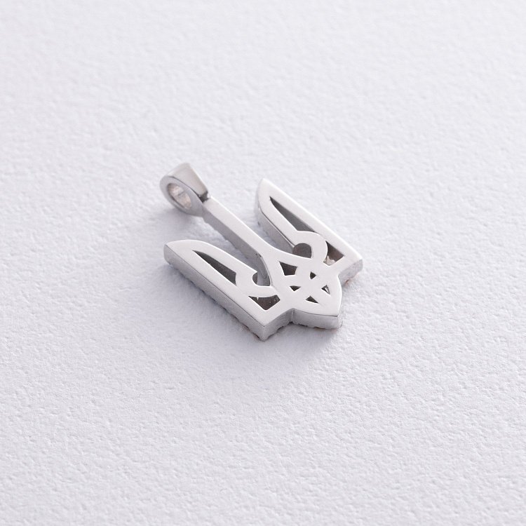 Серебряный кулон "Герб Украины - Тризуб" (голубые и желтые фианиты) кулон под чокер 11032 от ювелирного магазина Оникс - 2