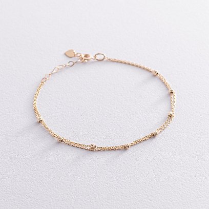 Двойной браслет "Шарики" в желтом золоте б04706